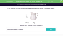 'Estimate the Capacity of Containers' worksheet