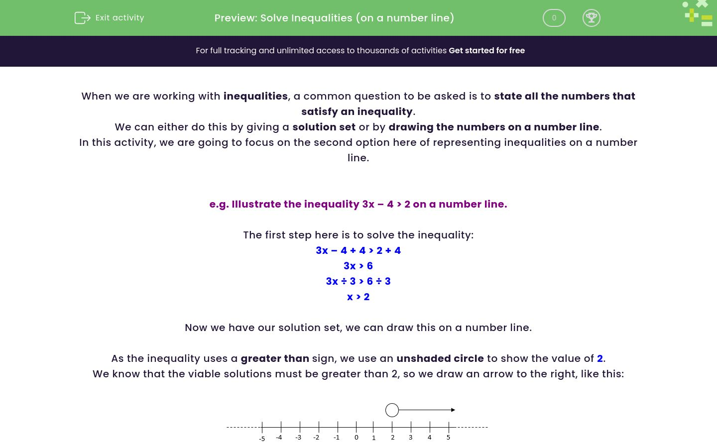 Solve Inequalities (on A Number Line) Worksheet - EdPlace