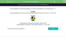 'Calculate Opposite Probabilities' worksheet