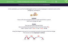 'Counting Cash: Change from £5, £10 and £20 (2)' worksheet
