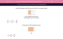 'Multiplying Proper Fractions by Whole Numbers' worksheet