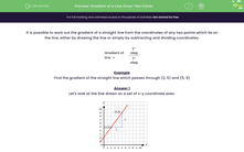 'Gradient of a Line Given Two Points' worksheet