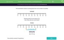 'Know Your Numbers: Counting Backwards' worksheet