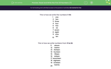'Read and Write the First 20 Numbers (7)' worksheet