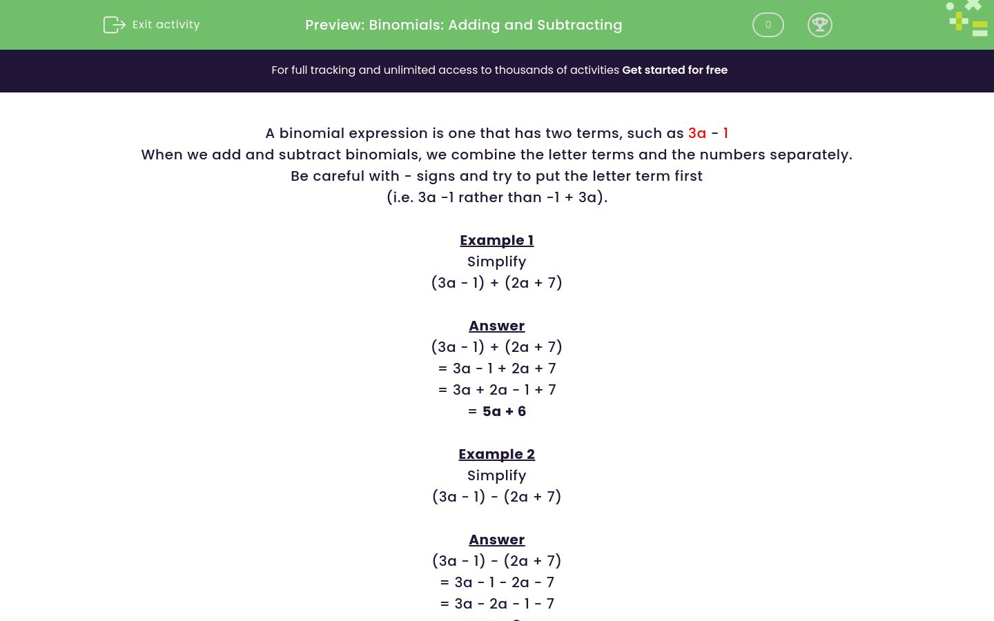 Practise Adding and Subtracting Two Algebraic Terms Worksheet - EdPlace
