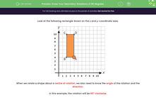 'Write Coordinates for Shapes Rotated Through 90 Degrees' worksheet