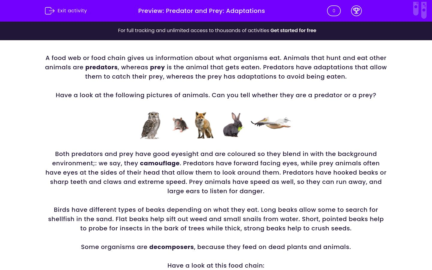 Describe the Adaptations of Predators and Prey Worksheet EdPlace