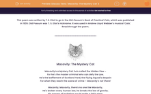 'Discuss Texts: 'Macavity: The Mystery Cat' 3' worksheet