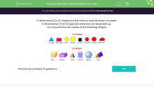 'Geometry: Know the Difference Between 2D and 3D Shapes' worksheet