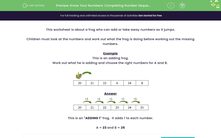 'Know Your Numbers: Completing Number Sequences' worksheet