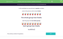 'Find Quarters of Numbers' worksheet
