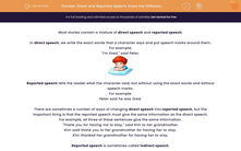 'Direct and Reported Speech: Know the Difference 1' worksheet