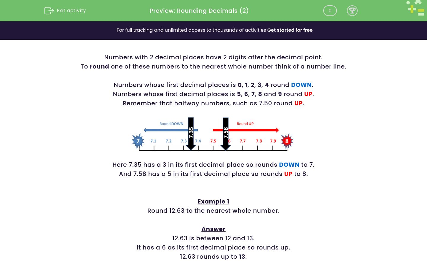 Round Decimals to the Nearest Whole Number Worksheet - EdPlace
