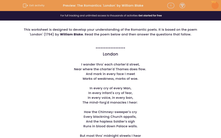 'The Romantics: 'London' by William Blake' worksheet