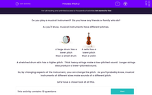 'Explore How to Change the Pitch of a Musical Instrument' worksheet