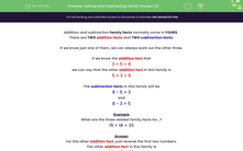 'Understand Addition and Subtraction Family Groups' worksheet