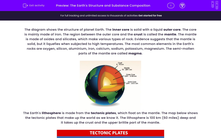'The Earth's Structure and Substance Composition' worksheet