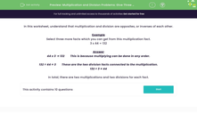 'Multiplication and Division Problems: Give Three Facts' worksheet