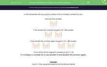 'Use Double and Double Again To Solve Multiplications' worksheet