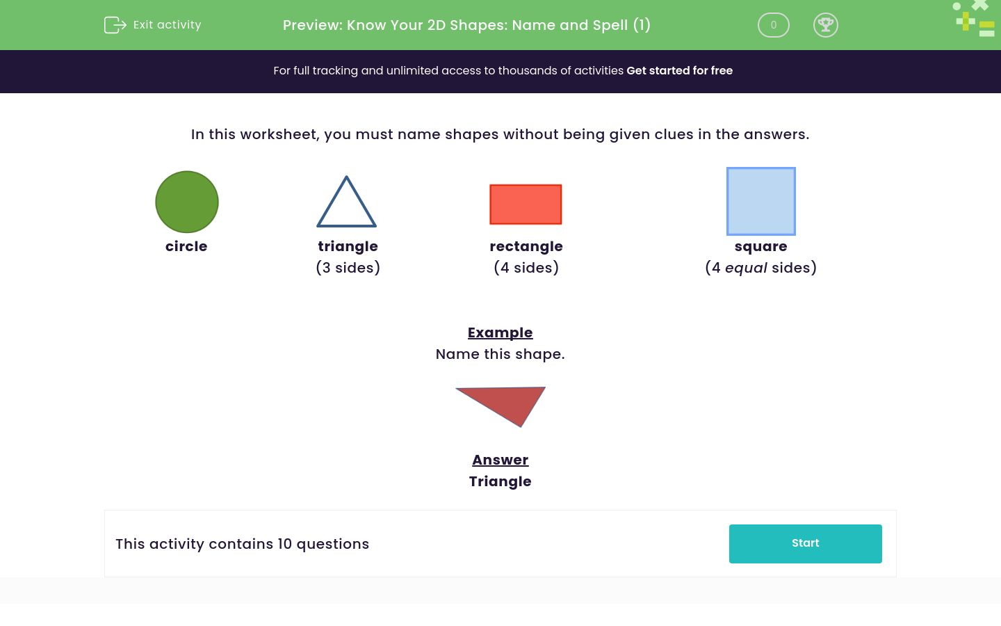 Name the 2D Shapes Worksheet - EdPlace