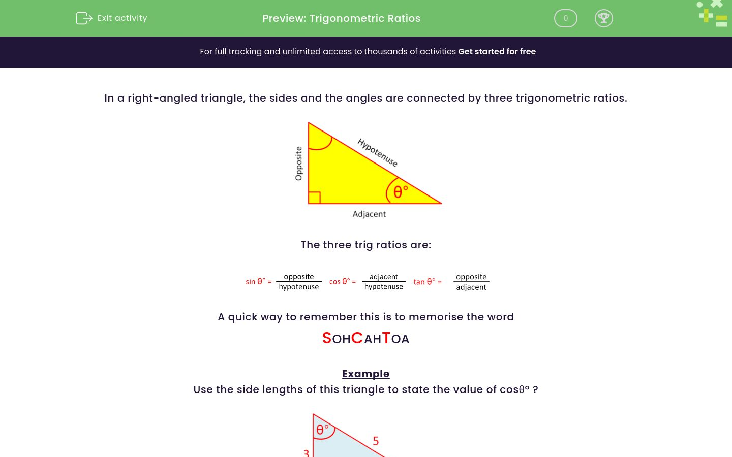 Identify Trigonometric Ratios in Right-Angled Triangles Worksheet - EdPlace