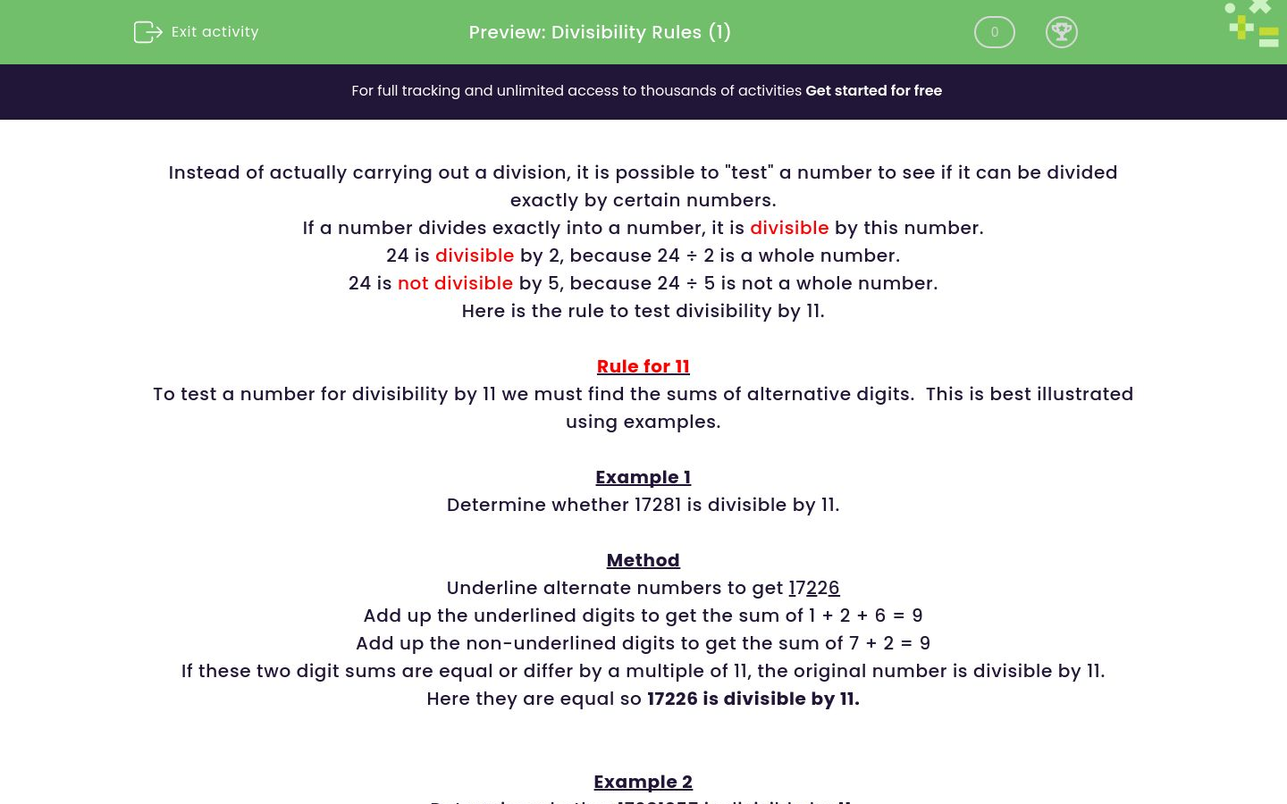 Understand the Rule for Divisibility by 11 Worksheet - EdPlace