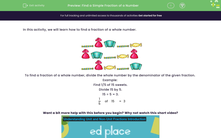 'Find a Simple Fraction of a Number' worksheet
