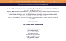 'Poetry about Conflict: 'The Charge of the Light Brigade'' worksheet