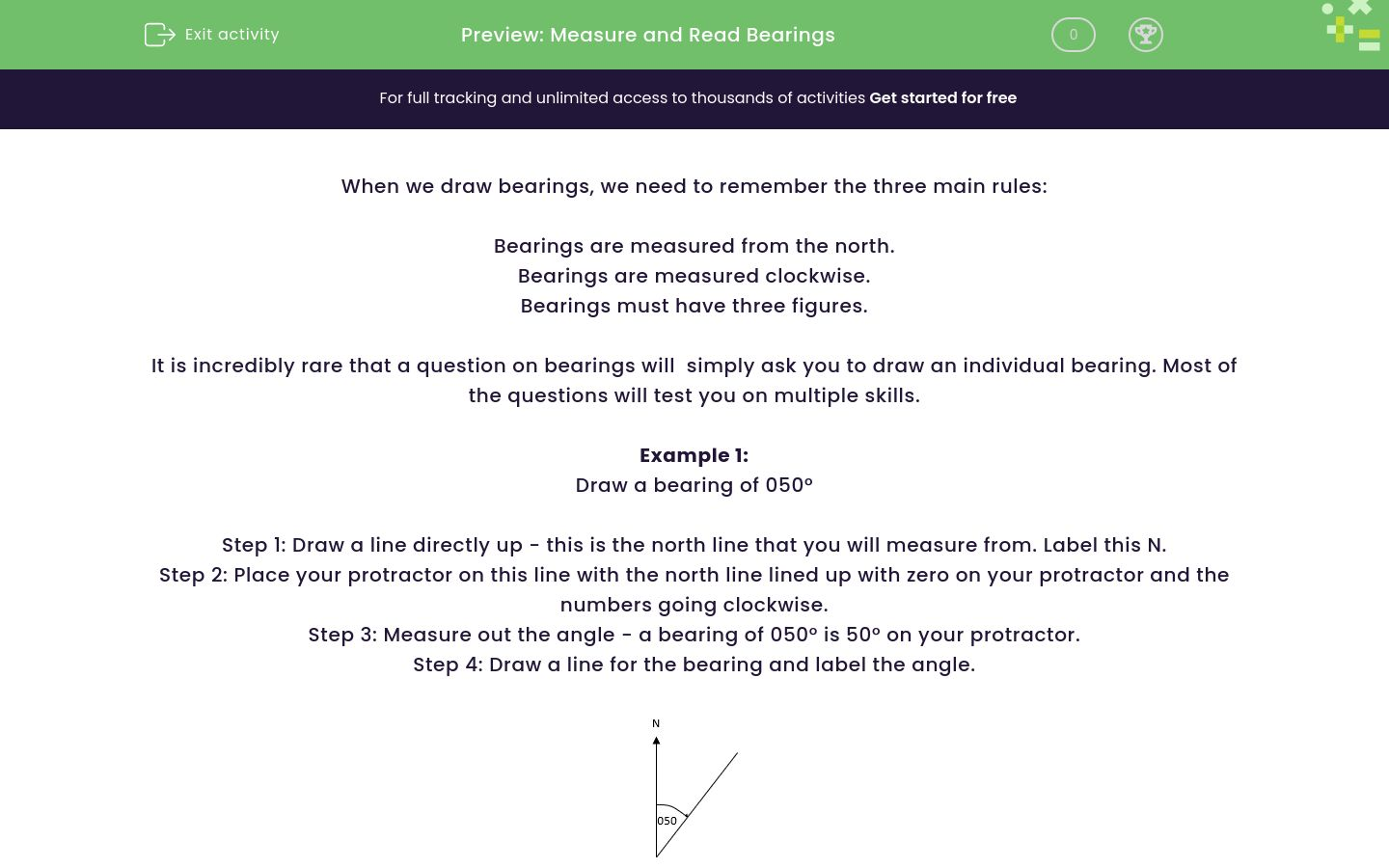 Measure and Read Bearings Worksheet EdPlace