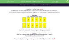 'Probability of Picking Numbers (1)' worksheet