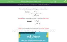 'Multiplying and Dividing Indices' worksheet