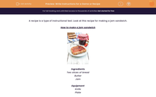 'Write Instructions for a Game or Recipe' worksheet