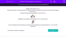 'Explore Forces and Magnetism' worksheet