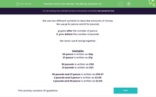 'Know the Correct Symbols for Money' worksheet