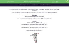 'Solve Problems Using Long Division' worksheet