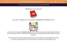 'Use Dictionaries: Revise Alphabet Order 1' worksheet