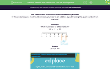 'Solve Addition Problems Using a Number Line' worksheet