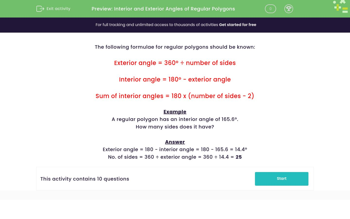 Find the Interior and Exterior Angles of Regular Polygons Worksheet ...