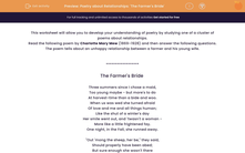 'Poetry about Relationships: 'The Farmer's Bride'' worksheet