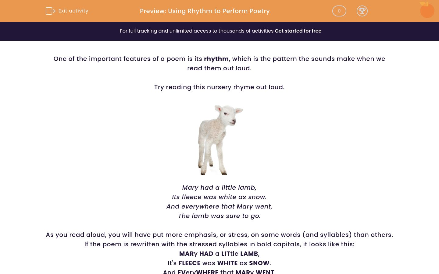 Use Rhythm to Perform Poetry Worksheet - EdPlace