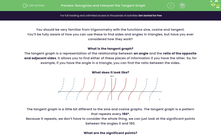 'Recognise and Interpret the Tangent Graph' worksheet