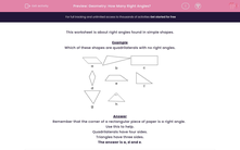 'Geometry: How Many Right Angles?' worksheet