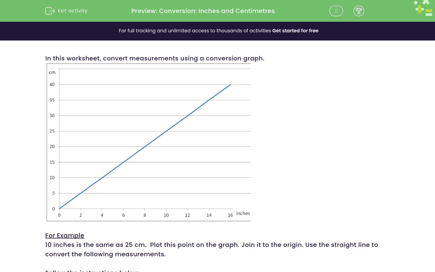 Use A Conversion Graph To Convert Between Inches And Centimetres Worksheet Edplace 0969