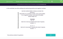 'Add and Subtract Positive and Negative Numbers' worksheet