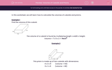 'Volumes of Cuboids and Prisms' worksheet