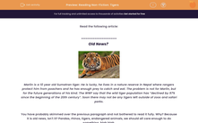 'Analyse a Non-Fiction Text on Tigers' worksheet