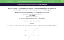 'Interpret Cumulative Frequency Diagrams' worksheet