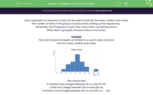 'Averages from Frequency Charts' worksheet