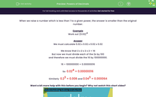 'Solve Calculations Using Powers of Decimals' worksheet