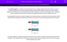 'Explain How to Make Magnets Using Electricity' worksheet